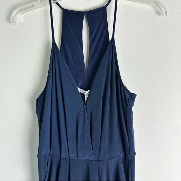 BCBGeneration Dress Draped Navy Blue Pleated Midi Spaghetti Straps Pockets Med - Picture 14 of 15